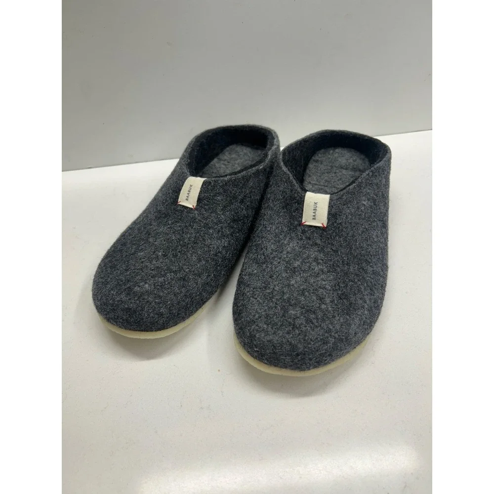 BAABUK Mel Dark Grey Wool Slippers Size 43